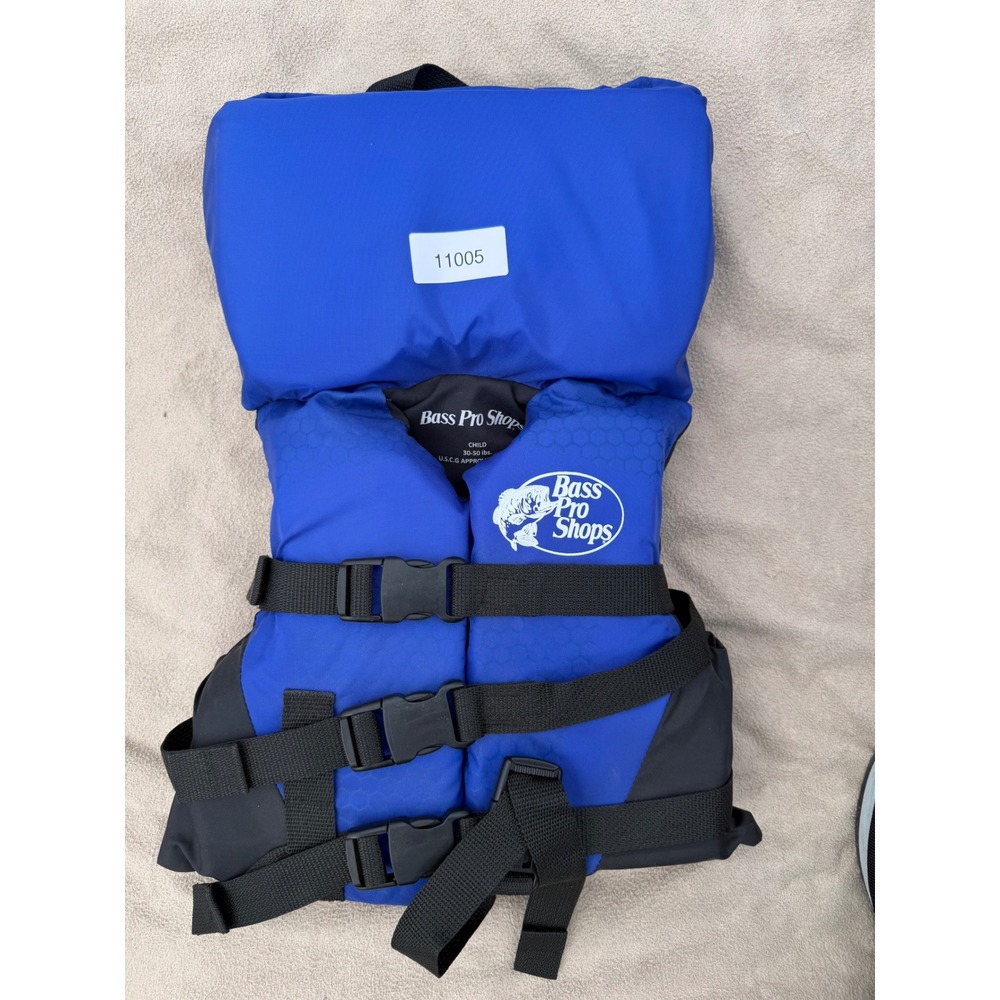Bass Pro Shops Life Jacket Blue Child 30-50 lbs USCG Approved Type II PFD Vest